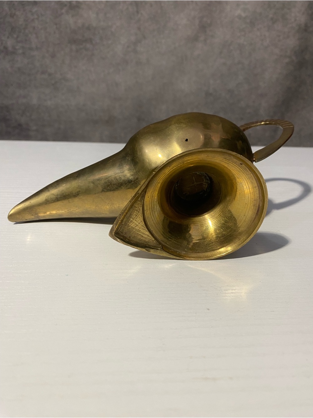 Vintage Engraved Brass Aladdin Genie Lamp Oil Incense Burner Chained Lid - Picture 9 of 10